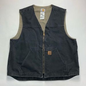 Vintage Carhartt Fleece lined denim vest Size XL